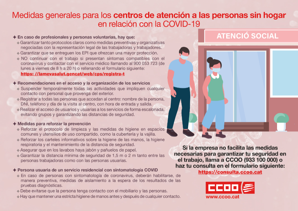 Mesures generals per als centres d'atenció a les persones sense llar en relació amb la COVID-19