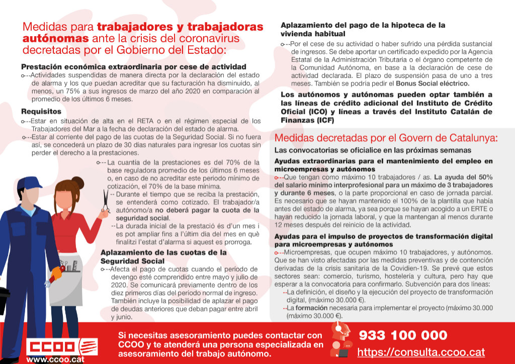 Mesures per a treballadors i treballadores autònoms davant la crisi del coronavirus
