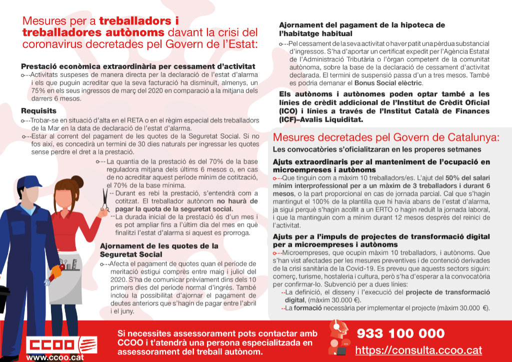 Mesures per a treballadors i treballadores autònoms davant la crisi del coronavirus