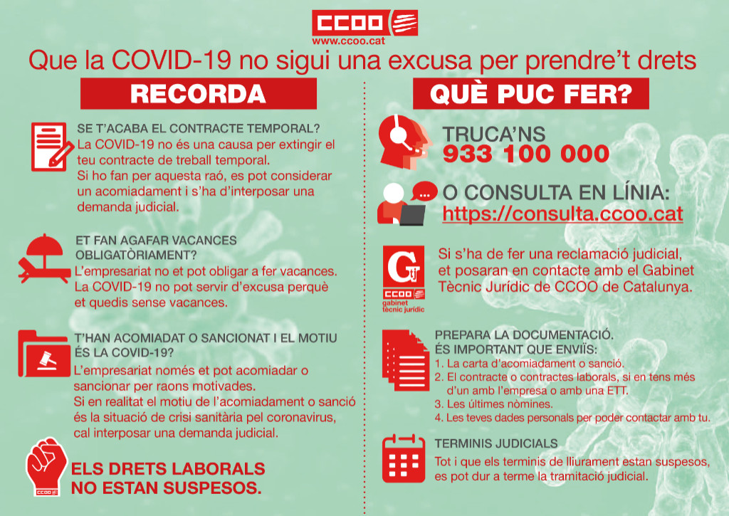 Que la COVID-19 no sigui una excusa per prendre't drets