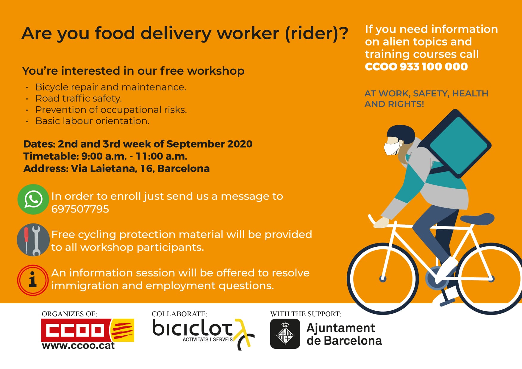 Ets treballador o treballadora de repartiment a domicili en bicicleta?