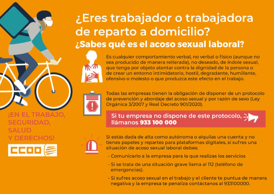 Ets treballadora o treballador de repartiment? Saps què és l'assetjament sexual laboral?