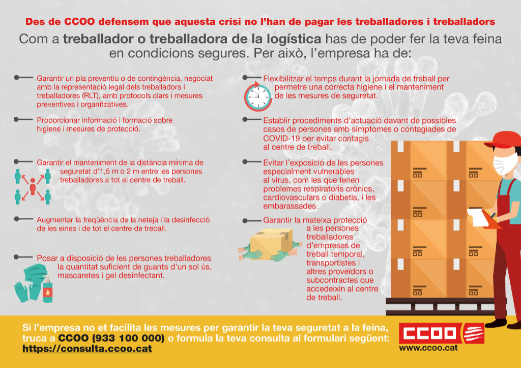 Els treballadors i treballadores de la logística no han de pagar la crisi del coronavirus