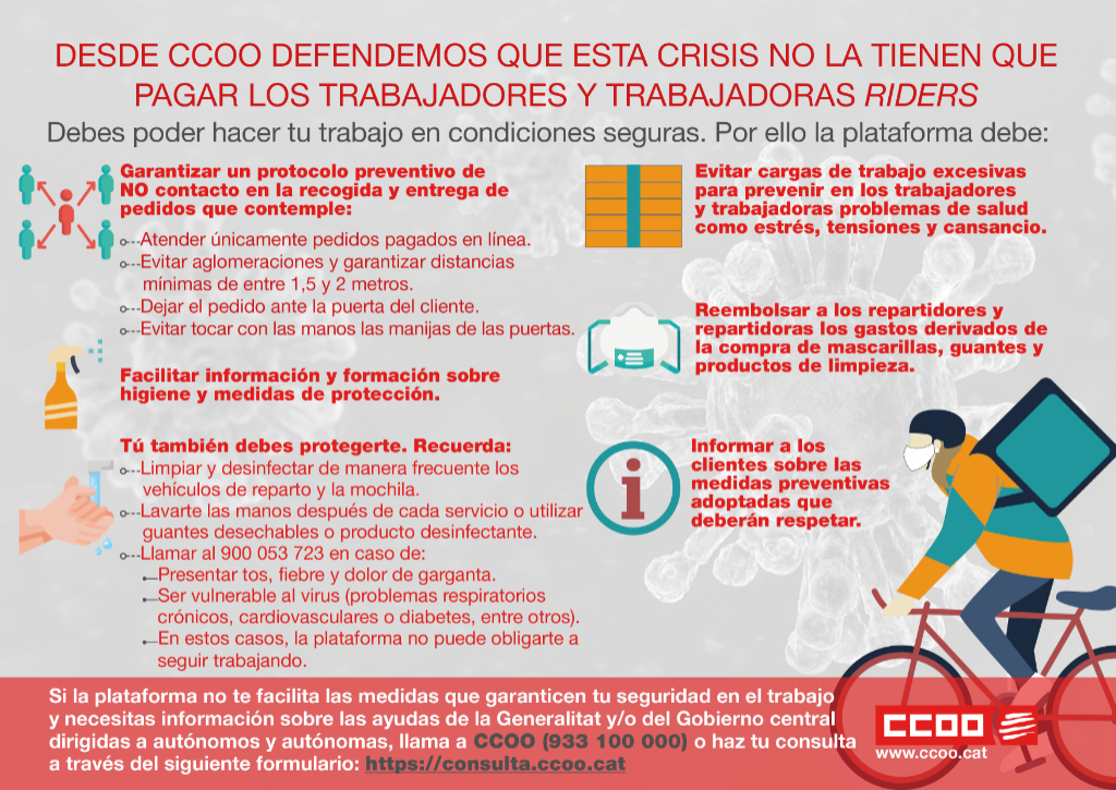 Aquesta crisi no l'han de pagar el riders