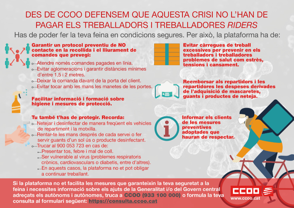 Aquesta crisi no l'han de pagar el riders
