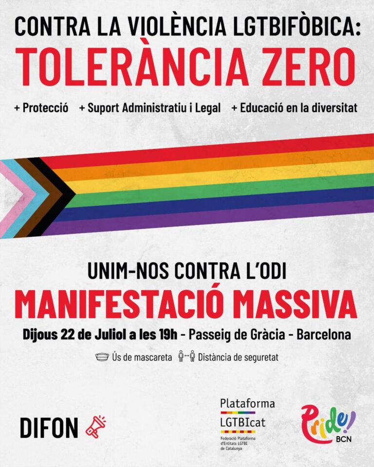 Cartel de la Manifestación contra la LGTBIfobia del 22 de julio