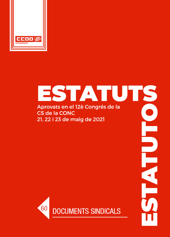 Estatutos de CCOO de Catalunya. Aprobados en el 12º Congreso del sindicato.