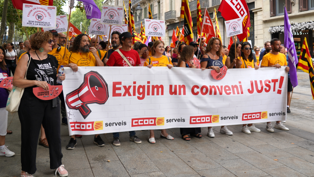 Pancarta Serveis Exigim Conveni Just