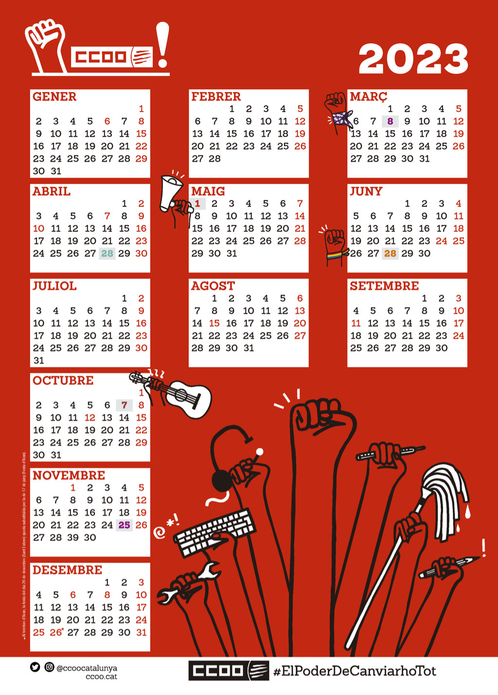 Calendari Laboral Ccoo Catalunya 2023