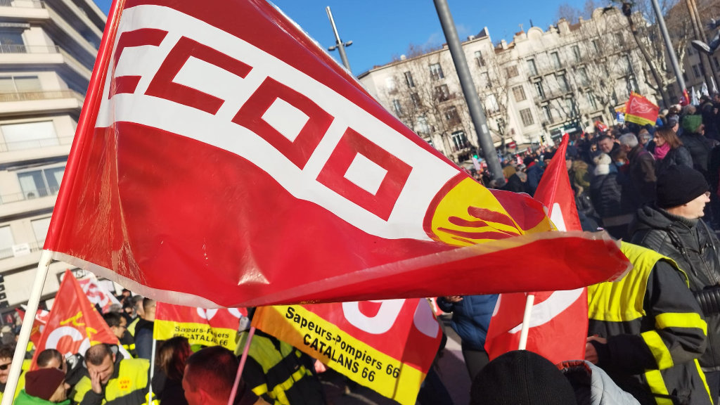 Bandera Ccoo Vaga Reforma Pensions Franca