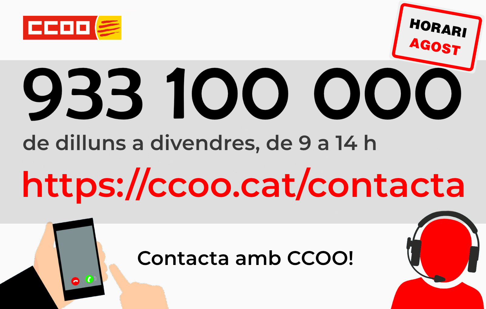Horaris Assessorament Ccoo Catalunya
