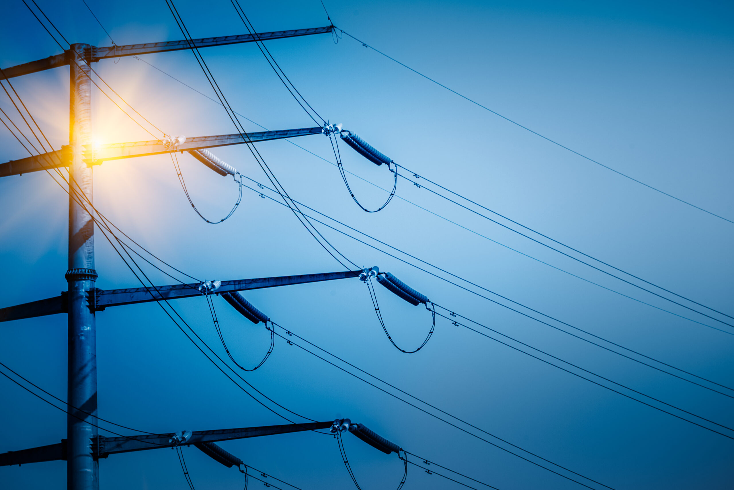 High Voltage Tower Isolated On Sky