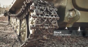 Russian Military Tank Tracks Close Up View